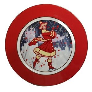 Department 56 Winter Carnival Skater Dessert Salad Plate 9" Dept 56